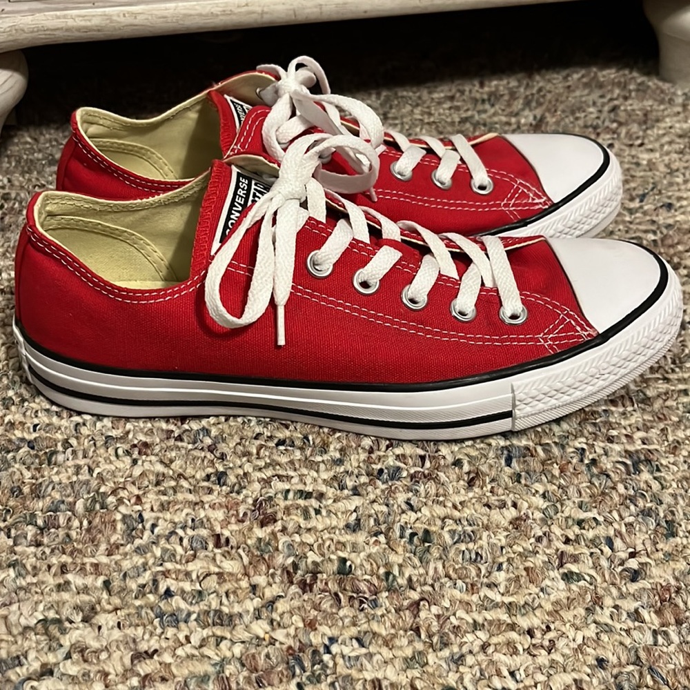 Converse red low top shoes